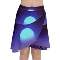 Sunset Colorful Nature Night Purple Star Chiffon Wrap Front Skirt by Cemarart