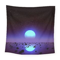 Sunset Colorful Nature Night Purple Star Square Tapestry (large) by Cemarart