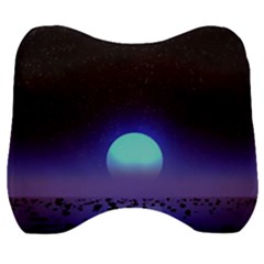 Sunset Colorful Nature Night Purple Star Velour Head Support Cushion by Cemarart