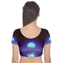 Sunset Colorful Nature Night Purple Star Velvet Short Sleeve Crop Top  View2