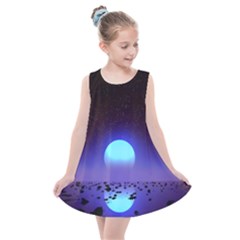 Sunset Colorful Nature Night Purple Star Kids  Summer Dress