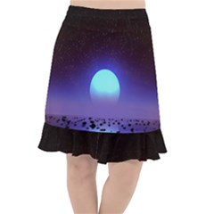 Sunset Colorful Nature Night Purple Star Fishtail Chiffon Skirt by Cemarart