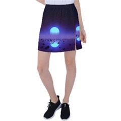 Sunset Colorful Nature Night Purple Star Tennis Skirt by Cemarart