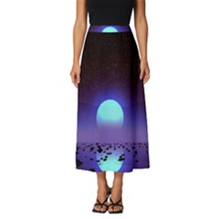 Sunset Colorful Nature Night Purple Star Classic Midi Chiffon Skirt by Cemarart