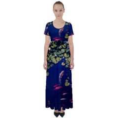 Koi Fish Carp High Waist Short Sleeve Maxi Dress by Cemarart