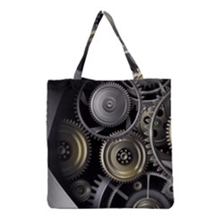 Abstract Style Gears Gold Silver Grocery Tote Bag by Cemarart