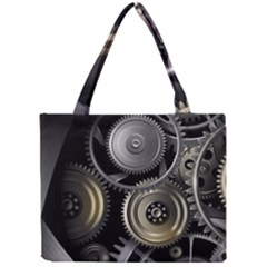 Abstract Style Gears Gold Silver Mini Tote Bag by Cemarart