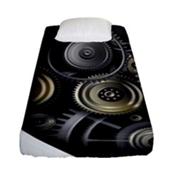 Abstract Style Gears Gold Silver Fitted Sheet (single Size) by Cemarart