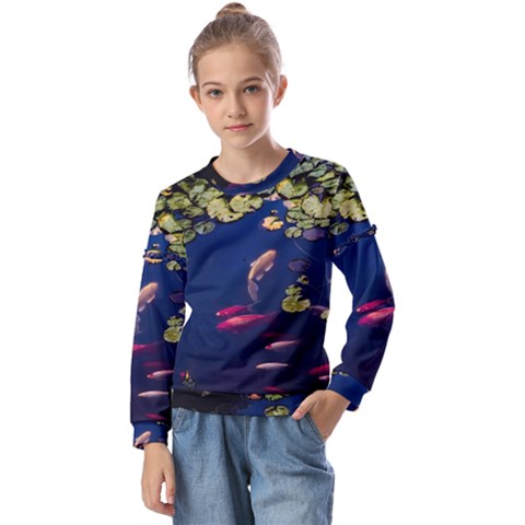 Koi Fish Carp Kids  Long Sleeve T-shirt With Frill  by Cemarart