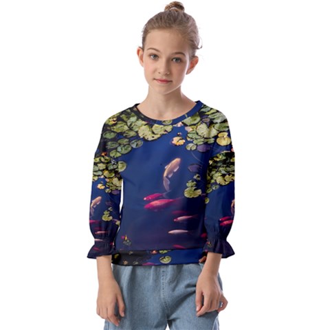 Koi Fish Carp Kids  Cuff Sleeve Top by Cemarart