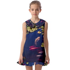 Koi Fish Carp Kids  Pilgrim Collar Ruffle Hem Dress by Cemarart