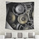 Abstract Style Gears Gold Silver Square Tapestry (Large) View2