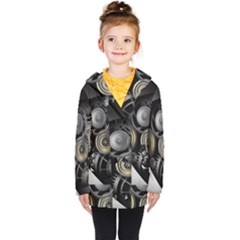 Abstract Style Gears Gold Silver Kids  Double Breasted Button Coat by Cemarart