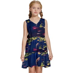 Koi Fish Carp Kids  Sleeveless Tiered Mini Dress by Cemarart