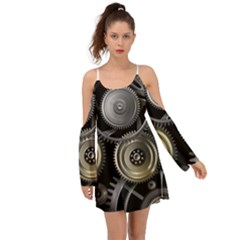 Abstract Style Gears Gold Silver Boho Dress by Cemarart