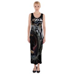 Angry Tiger Roar Fitted Maxi Dress by Cemarart