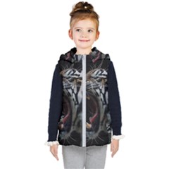 Angry Tiger Roar Kids  Hooded Puffer Vest by Cemarart