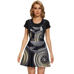 Abstract Style Gears Gold Silver Apron Dress by Cemarart