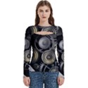 Abstract Style Gears Gold Silver Women s Cut Out Long Sleeve T-Shirt View1