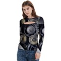 Abstract Style Gears Gold Silver Women s Cut Out Long Sleeve T-Shirt View2