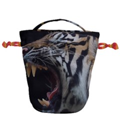 Angry Tiger Roar Drawstring Bucket Bag by Cemarart