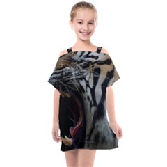 Angry Tiger Roar Kids  One Piece Chiffon Dress by Cemarart