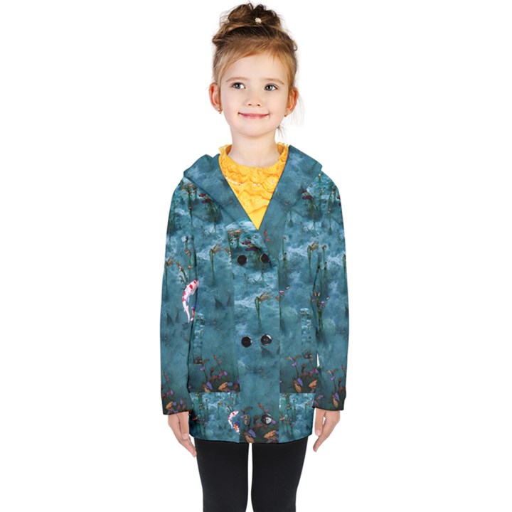 Fish Koi Carp Kids  Double Breasted Button Coat