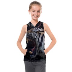 Angry Tiger Roar Kids  Sleeveless Hoodie