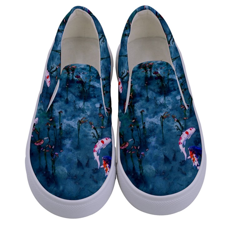 Fish Koi Carp Kids  Canvas Slip Ons