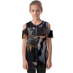 Angry Tiger Roar Fold Over Open Sleeve Top