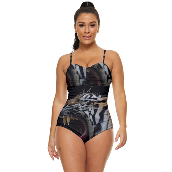 Angry Tiger Roar Retro Full Coverage Swimsuit