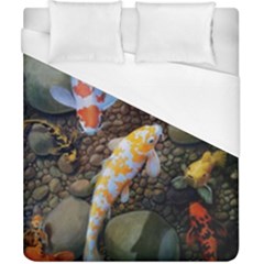 Koi Fish Clown Pool Stone Duvet Cover (california King Size) by Cemarart