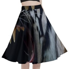 Angry Tiger Roar A-line Full Circle Midi Skirt With Pocket by Cemarart