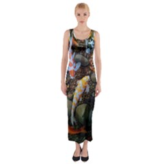 Koi Fish Clown Pool Stone Fitted Maxi Dress by Cemarart