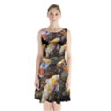 Koi Fish Clown Pool Stone Sleeveless Waist Tie Chiffon Dress View1