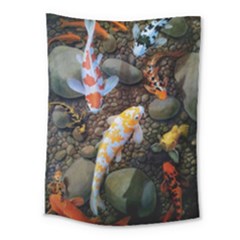 Koi Fish Clown Pool Stone Medium Tapestry by Cemarart