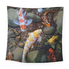 Koi Fish Clown Pool Stone Square Tapestry (large) by Cemarart