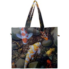 Koi Fish Clown Pool Stone Canvas Travel Bag by Cemarart