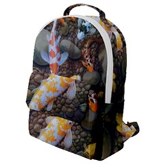 Koi Fish Clown Pool Stone Flap Pocket Backpack (small) by Cemarart