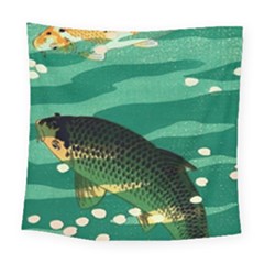 Japanese Koi Fish Square Tapestry (large) by Cemarart