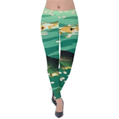 Japanese Koi Fish Velvet Leggings by Cemarart