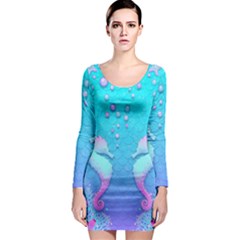 Seahorse Long Sleeve Bodycon Dress by Cemarart