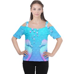 Seahorse Cutout Shoulder T-shirt