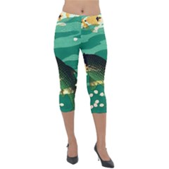 Japanese Koi Fish Lightweight Velour Capri Leggings  by Cemarart