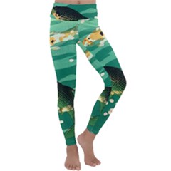 Japanese Koi Fish Kids  Lightweight Velour Classic Yoga Leggings by Cemarart