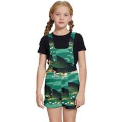 Japanese Koi Fish Kids  Short Overalls