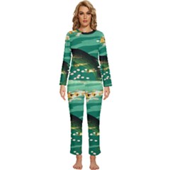 Japanese Koi Fish Womens  Long Sleeve Lightweight Pajamas Set