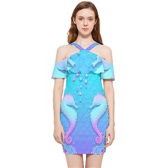 Seahorse Shoulder Frill Bodycon Summer Dress by Cemarart