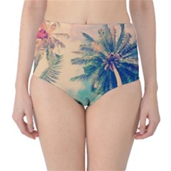 Palm Trees Beauty Nature Clouds Summer Classic High-waist Bikini Bottoms by Cemarart