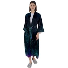 Abstract Effect Gold Led Light Pink Purple Red Maxi Satin Kimono by Cemarart